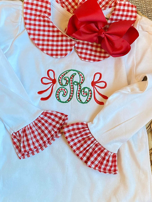 Red Gingham Shirt With Initial